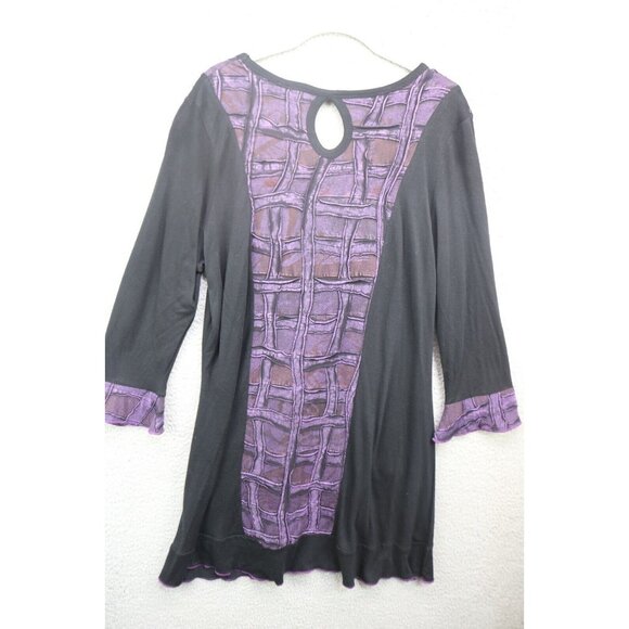 Parsley & Sage Purple and Black 3/4 Sleeve Dress-Size Large-BOHO-Whimsigoth - Picture 8 of 11